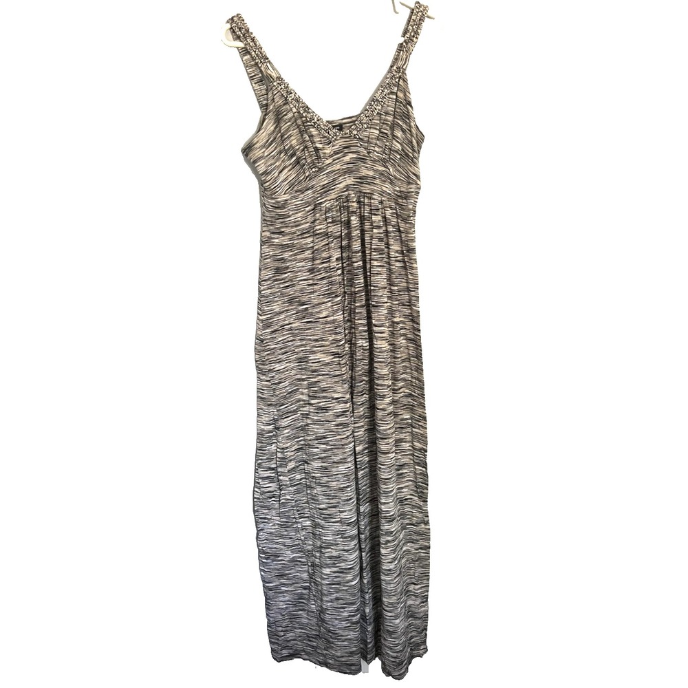 Cable & Gauge Dress Womens Medium Black Gray Space Dye Maxi Sleeveless Stretch
